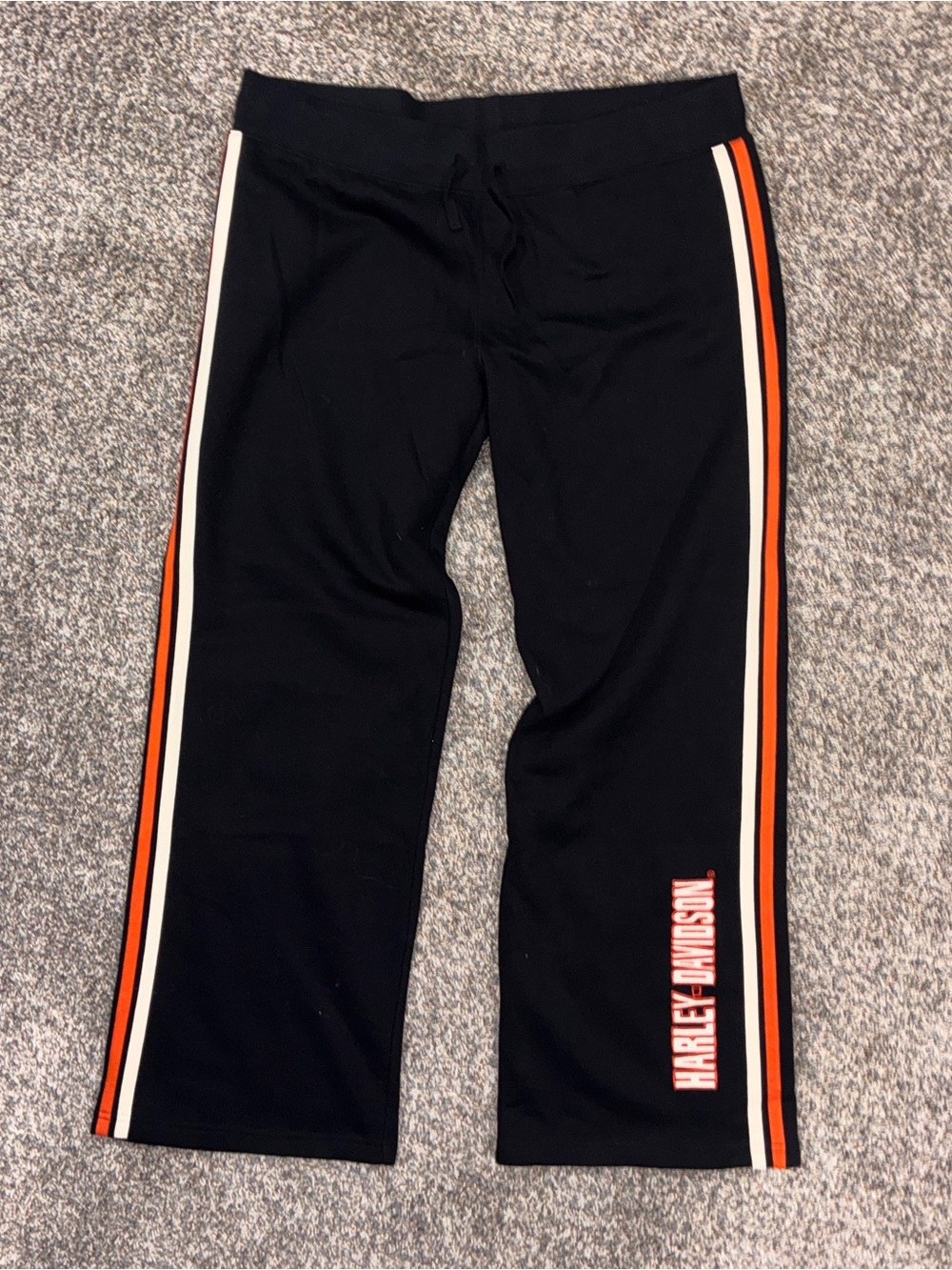 NWT Harley Davidson Women’s Flare Sweatpants Y2K Womens Black Pinstripe -size XL